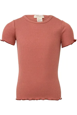 Minimalisma Bluse - Rib - Silke/Bomuld - Blomst - Antique Red/Hi