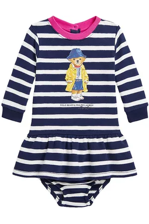 Ralph Lauren Sweatkjole m. Bloomers - Navy/Hvidstribet m. B