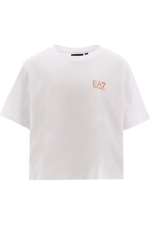 EA7 T-shirt - Cropped - Hvid m. Koral