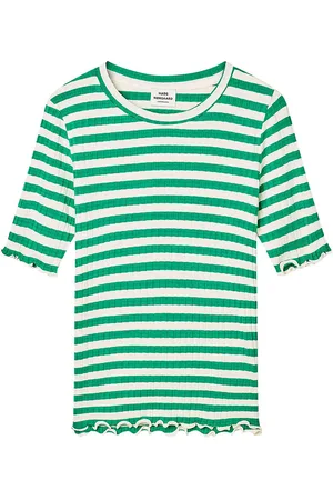 Mads Norgaard T-shirt - Rib - Tuviana - Vanilla Ice/Verdant Gree