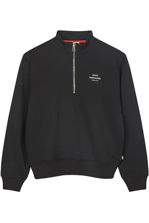 Mads Norgaard Sweatshirt - Crewie Half Zip - Jet Black