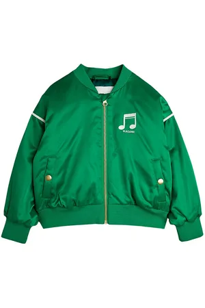 Mini Rodini Jakke - Note Chenille Satin Baseball - GrÃ¸n