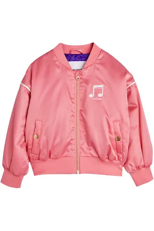 Mini Rodini Jakke - Note Chenille Satin Baseball - Pink