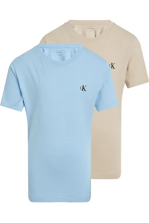 Calvin Klein T-shirt - 2-pak - Monogram - Blue Bell/Oyster Gray