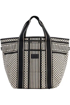 LALA BERLIN Shopper - East West - Heritage Stripe Black