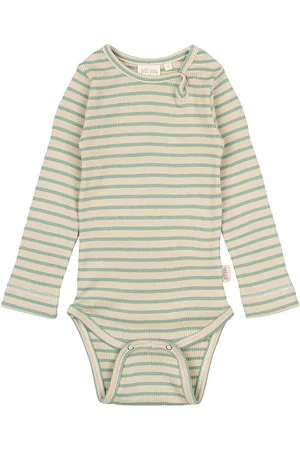 Petit Piao Body l/Ã¦ - Rib - Modal - Granite Green/Dark Off White