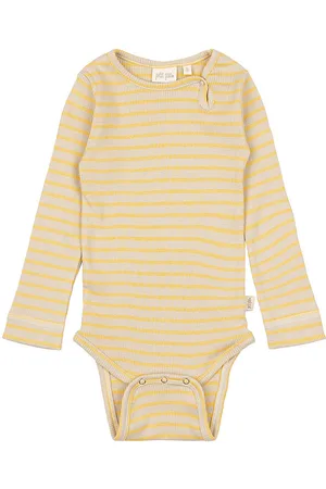 Petit Piao Body l/Ã¦ - Rib - Modal - Yellow Sun/Dark Off White