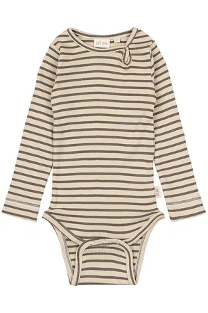 Petit Piao Body l/Ã¦ - Rib - Modal - Earth Brown/Dark Off White