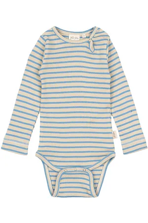 Petit Piao Body l/Ã¦ - Rib - Modal - Allure Blue/Dark Off White