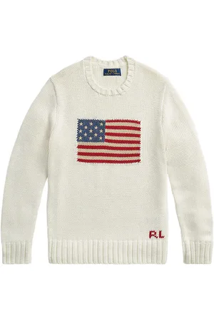 Ralph Lauren Bluse - Strik - Hvid m. Flag