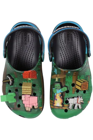 Crocs Sandaler m. Lys - Classic Clog K - BlÃ¥/Sort m. Minecraft