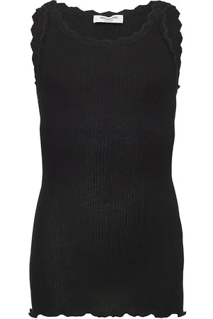Rosemunde Top - Lang - Rib - Balta - Sort m. Blonder