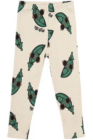 The New Siblings Leggings - Rib - TnstNevi - White Swan /GrÃ¸n m.