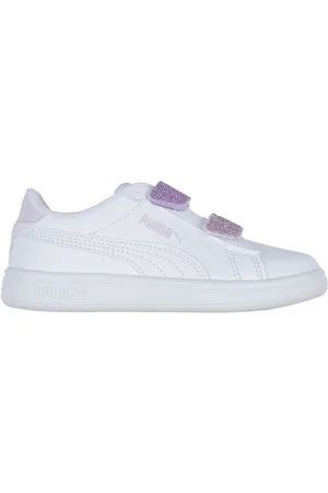 PUMA Sko - Smash 3.0 L Glitter Velcro - White/Lavender Alert