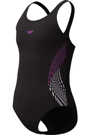 Speedo Badedragt - Placement Muscleback - Sort m. Lilla