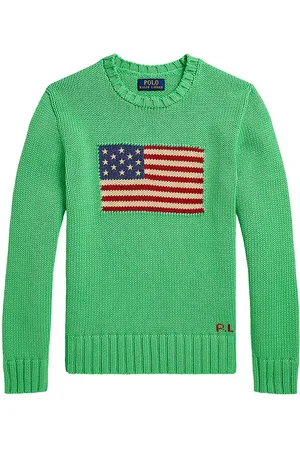 Ralph Lauren Bluse - Strik - GrÃ¸n m. Flag