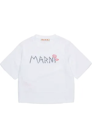 Marni T-shirt - Cropped - Hvid m. Broderi