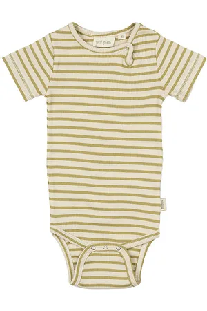 Petit Piao Body k/Ã¦ - Rib - Modal - Khaki/Dark Off White