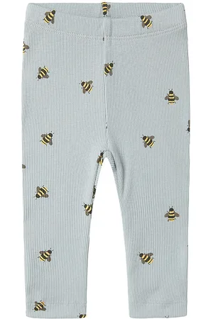 NAME IT Leggings - Rib - NbmFunkab - Pearl Blue m. Bier