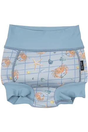 Mikk-Line Blebadebukser - UV50+ - Faded Denim m. Tern/Print