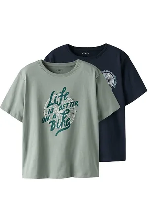 NAME IT T-shirt - NkmVagno - 2-pak - Slate Gray/Navy blazer
