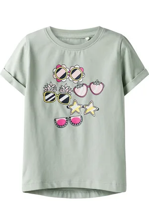 NAME IT T-shirt - NmfVix - Aqua Gray/Glasses