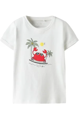 NAME IT T-shirt - NmmVux - Bright White/Crab surf