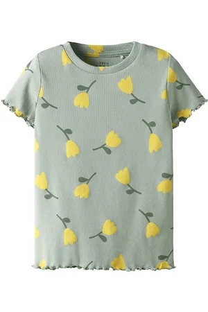 NAME IT T-shirt - NmfVemma - Aqua Gray/Lemon