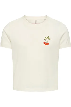 ONLY T-shirt - KogAnnbel Sun Life - Cloud Dancer/Cherry