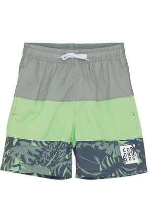 Color Kids Badeshorts - Colorblock - Green Ash m. Print