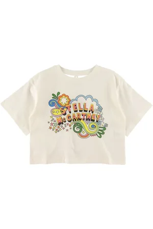 Stella McCartney T-shirt - Cropped - Hvid m. Print