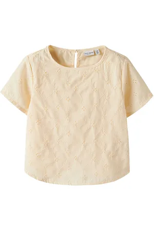 NAME IT Skjorte k/æ - NkfVioleta - Buttercream m. Broderi Anglai