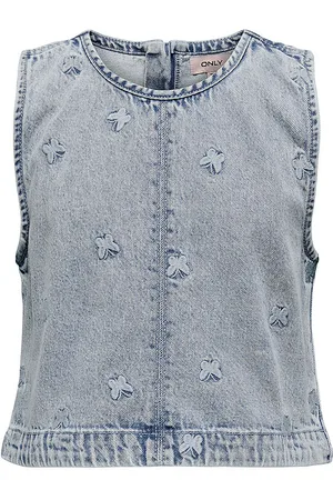 ONLY Top - KogFreja - Lyseblå Denim/Sommerfugl