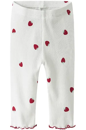 NAME IT Leggings - Rib - NbfJillie - Bright White m. Jordbær