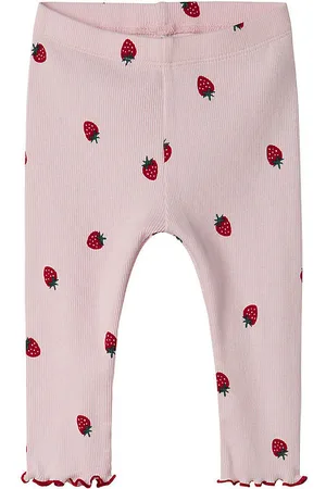 NAME IT Leggings - Rib - NbfJillie - Ballerina m. Jordbær