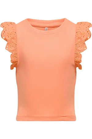 ONLY Top - Rib - KogDrea - Salmon m. Broderi Anglaise