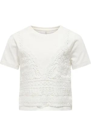 ONLY T-shirt - KogBetsy - Cloud Dancer m. Hulmønster