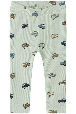 NAME IT Leggings - Rib - NbmHukab - Aqua Gray m. Biler