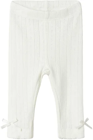 NAME IT Leggings - NbfHappy - Cloud Dancer m. Hulmønster