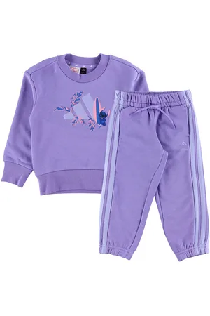 adidas Sweatsæt - Stitch - LK DY LS JOG - LPURPL/VIT
