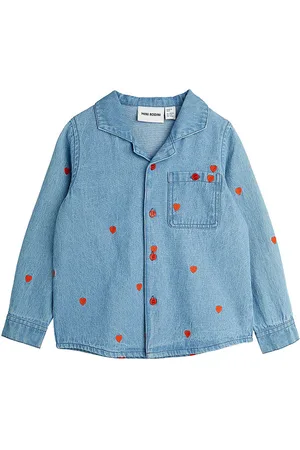 Mini Rodini Skjorte - Denim - Blå m. Hjerter