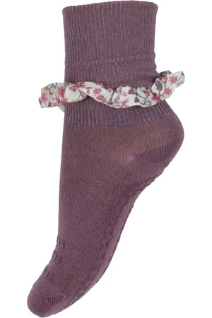 GoBabyGo Skridsikre Strømper - Bamboo/Liberty - Misty Plum - - 17/19 - Strømper