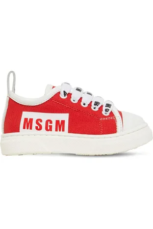 MSGM Logo Print Lace-up Canvas Sneakers