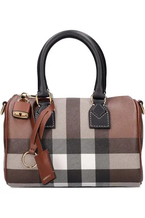 Burberry Mini Bowling Check Canvas & Leather Bag