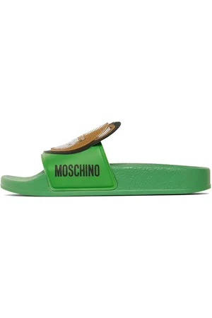 Moschino Piger Sandaler - Logo Print Rubber Slide Sandals W/ Patch