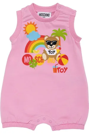 Moschino Piger Playsuits - Rubber Print Cotton Romper
