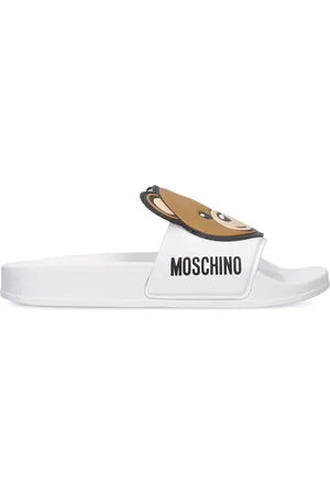 Moschino Piger Sandaler - Logo Print Rubber Slide Sandals W/ Patch