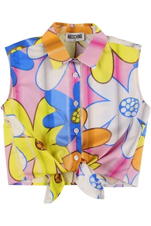 Moschino Piger Langærmede skjorter - Flowers Print Cotton Blend Poplin Shirt