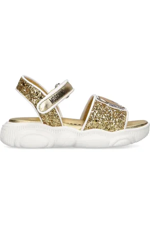 Moschino Piger Sandaler - Glittered Leather Sandals W/ Patches