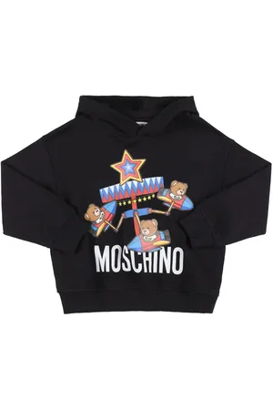 Moschino Drenge Sweatshirts - Rubberized Print Cotton Hoodie